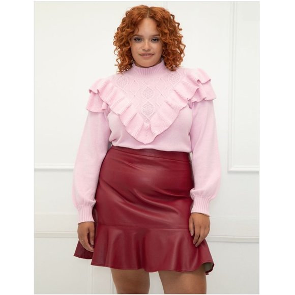 Eloquii Sweaters - Eloquii Sweater Pink Ruffles